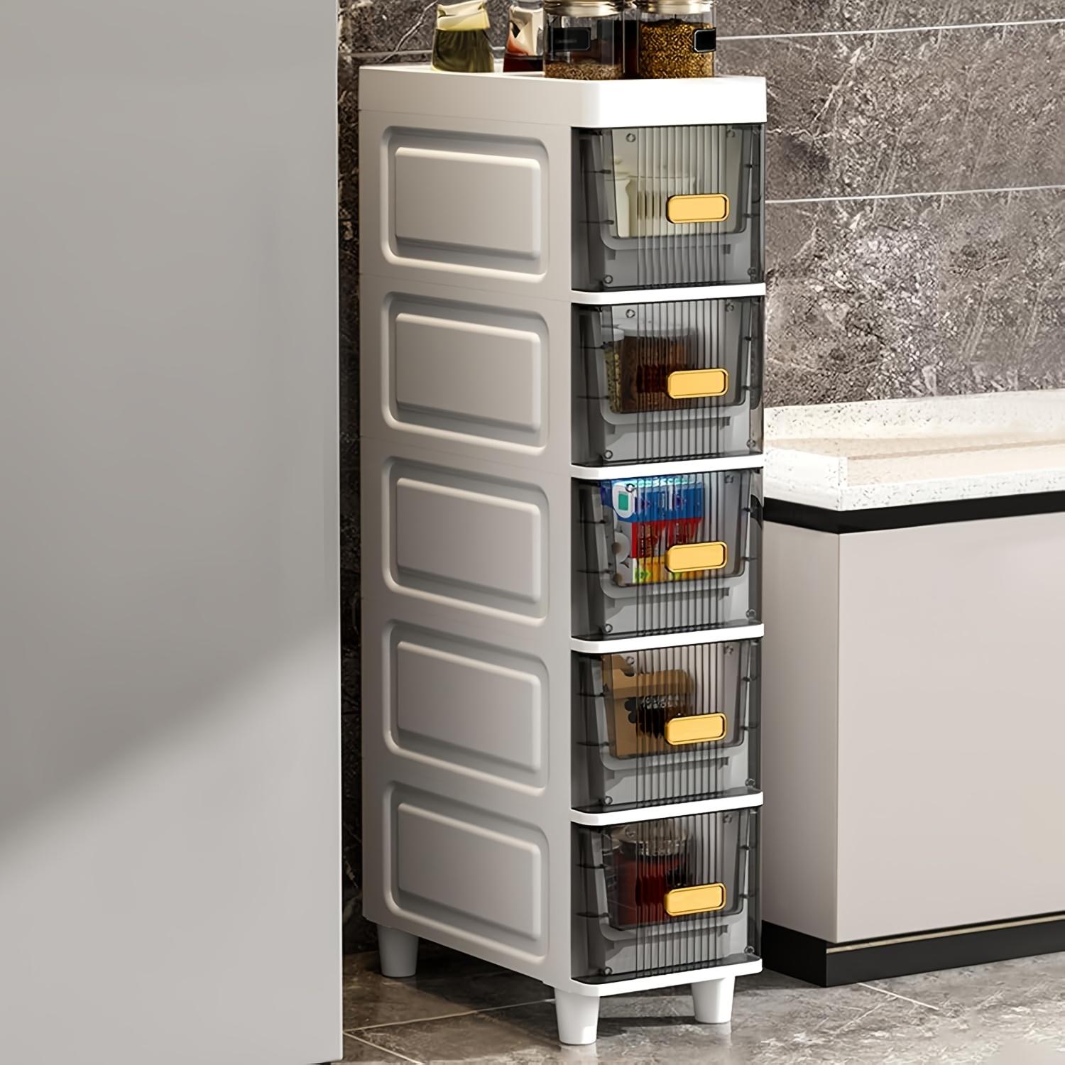 3/4/5/6-tier ultra-thin plastic storage cabinets, bathroom niche cabinets, high-capacity design bathroom storage cabinets, light luxury bathroom shelves, floor-standing shelves on the side of the toilet, storage cabinets