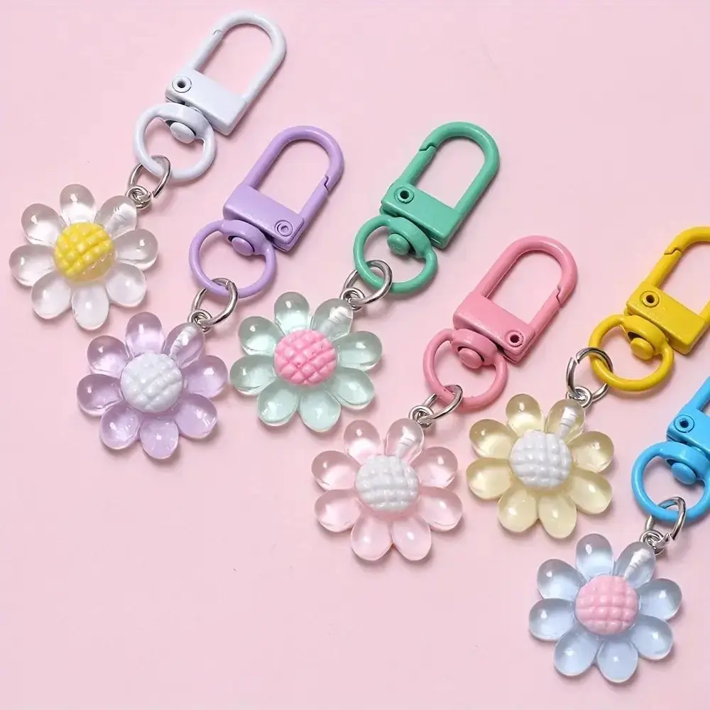 2026 New 10/20Pcs Clear Flower Resin Buckle Straps with Seal Clasps, Shiny Colored Floral Pendants with Sturdy Iron Alloy Chain, Multi-Use Accessories for Bags, Phones & Keychain Lanyard Attachments