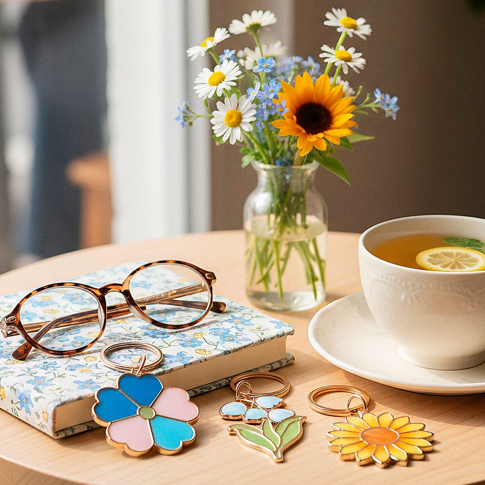 All-Inclusive Keychain Making Kit, 12-Color UV Resin with Keychain Molds Silicone, Christmas Gifts,UV Light, 6 Styles Flower and Heart Open Bezels for Resin, Jewelry Making Kit for Beginners, Craft Decor - LET'S RESIN