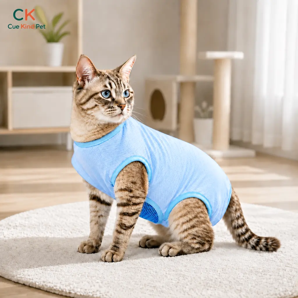 CueKind Pet Cat Recovery Suit After Surgery, Soft Breathable Anti-Lick Cat Onesie, Skin-Friendly and Non-Irritating Pet Rehabilitation Suits, Anti Licking Female Cat Kitten Kitty Postoperative Suit, Stretch Mesh Kitten Surgical Suit