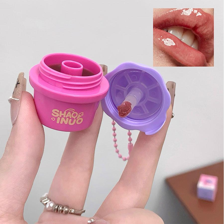 1pc Ice Cream Solid Lip Gloss, Lip Cosmetic, Hydrating and Long-Lasting, Natural Finish, Perfect for Holidays, Christmas, Halloween, Thanksgiving Gifts, Hydrating Lip Treatment
