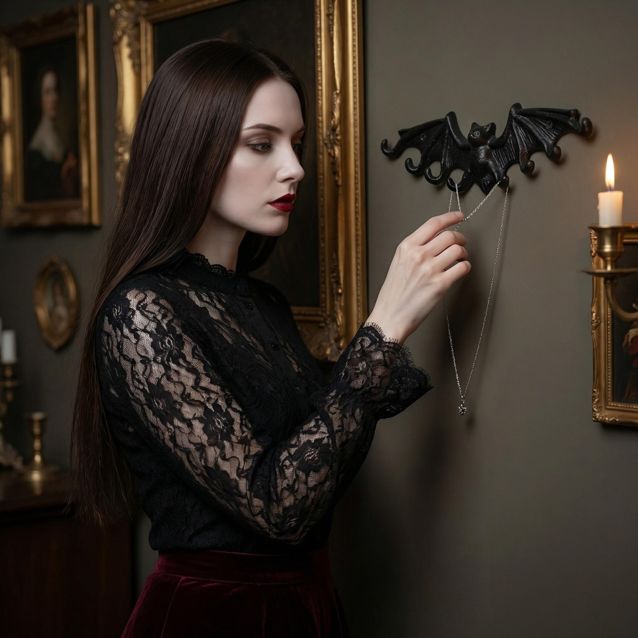 Vintage Cast Iron Bat Hook, Gothic Style Key Holder, Necklace Jewelry Storage Rack, Wall Decor Hanging Hook, Home Decoration