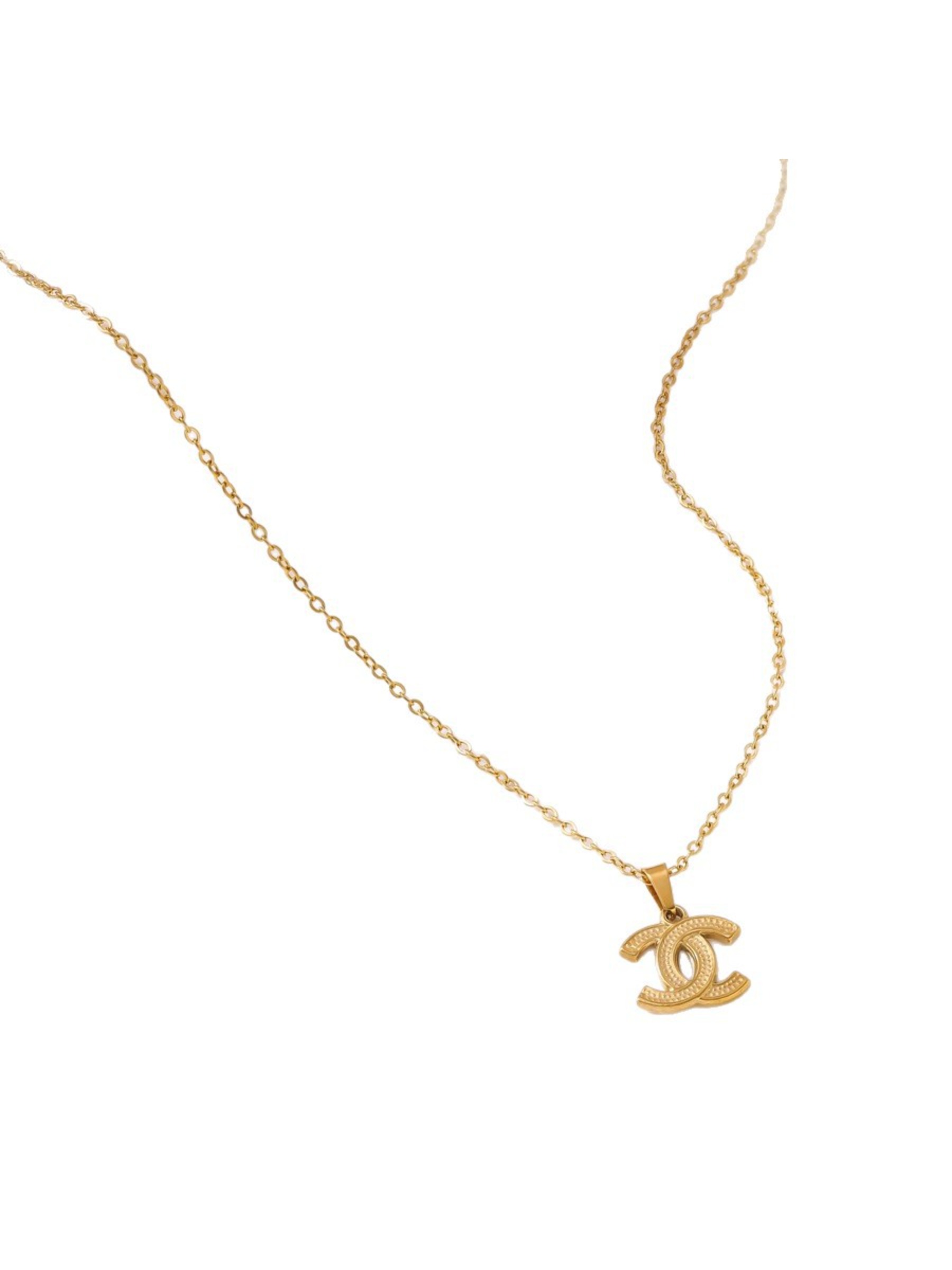 European and American INS Style Stainless Steel Double C Letter Pendant Necklace for Women, Light Luxury Niche Design Titanium Steel Necklace