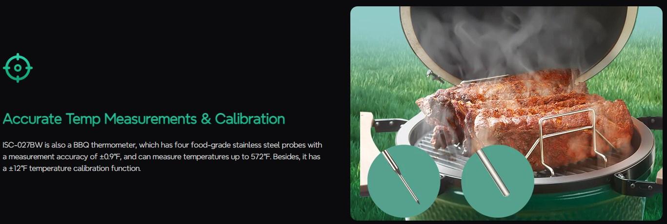 Inkbird barbecue thermostat, 1 WIFI meat thermometer, automatic smoking fan controller with 4 probes, temperature alarm, kitchen tools, ISC-027BW