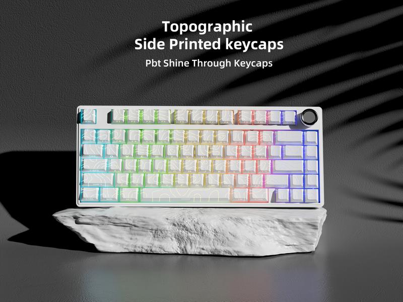 Minimalist Theme Side Engraved Translucent Keycap, Full Five Sided Heat Sublimation Keycap, Keyboard Accessories for Gaming