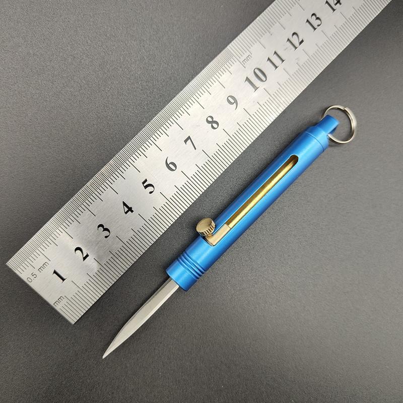 Mini Brass Push-Pull Knife Keychain, Sharp Camping Hiking Outdoor Fishing Tool, Daily Carry Pocket Knife, Durable & Portable Design, Outdoor Multifunctional Tools