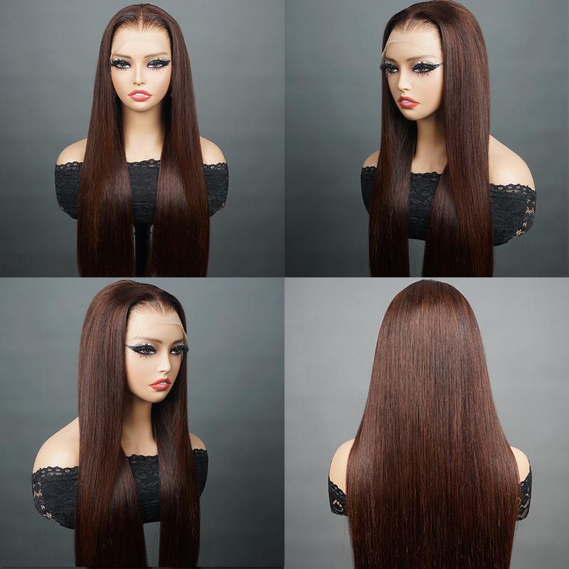 Bangjazz Human Hair Wig Double Drawn Hair Pre Bleached Knots 13X6 HD Lace Front Straight Hair 200% Density Glueless Wigs Brazilian Virgin Human Hair 4More Wig  Summervibes