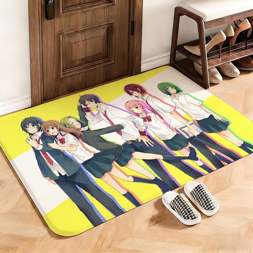 Romance Horimiya Floor Mat This soft flannel mat provides a cozy Soft flannel mat with quick water absorption, non-slip and durable. Easy to clean, ideal for bathroom and entryway use.