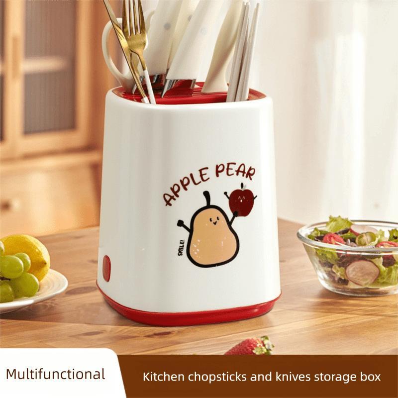 A Versatile Vertical Knife Holder for The Kitchen, Featuring a Rack for Chopsticks And an Integrated Storage Solution for Knives And Spoons