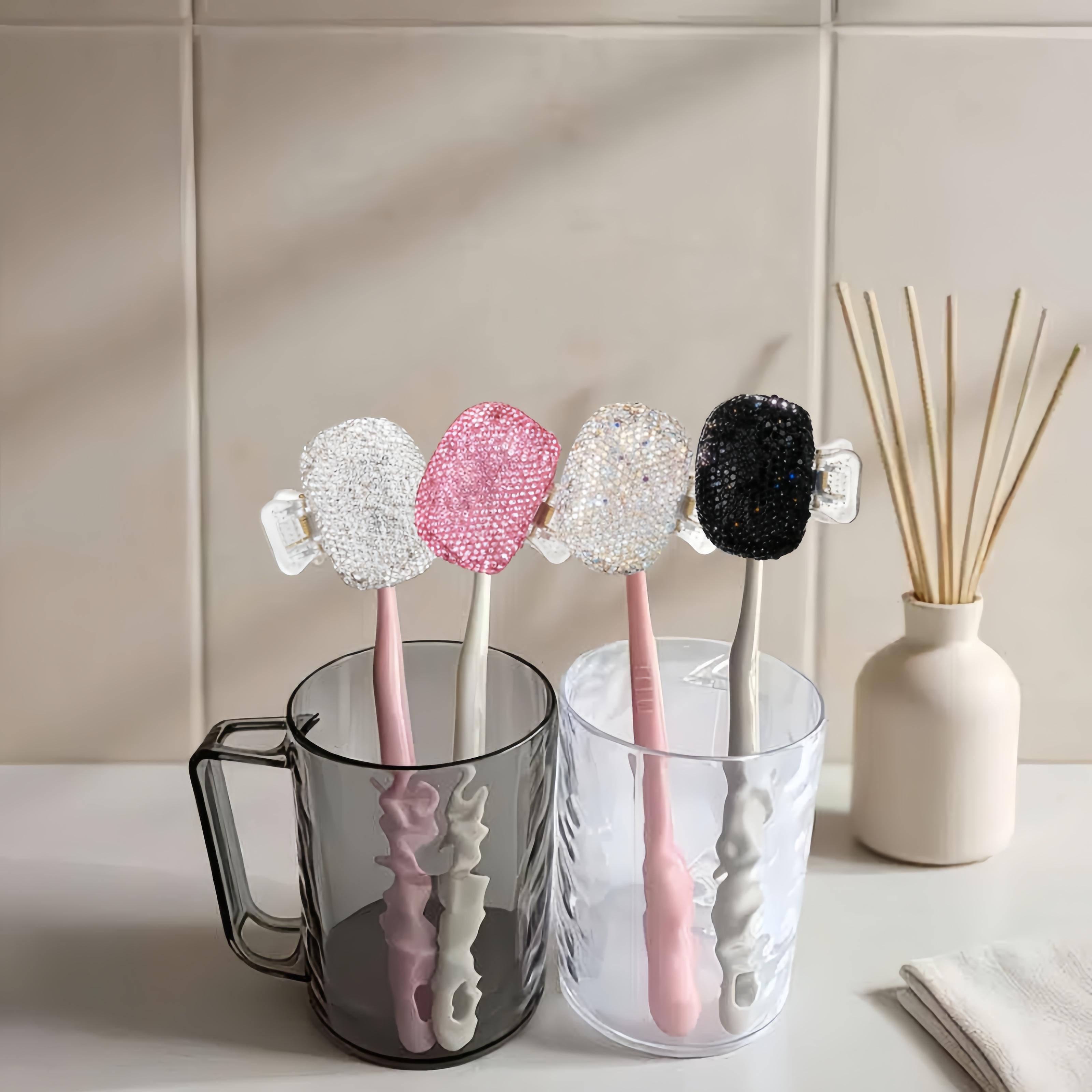 High-End Diamond Toothbrush Holder, Plastic Toothbrush Protector, Ideal for Bathroom and Travel, Essential Home Accessory, Easy Storage