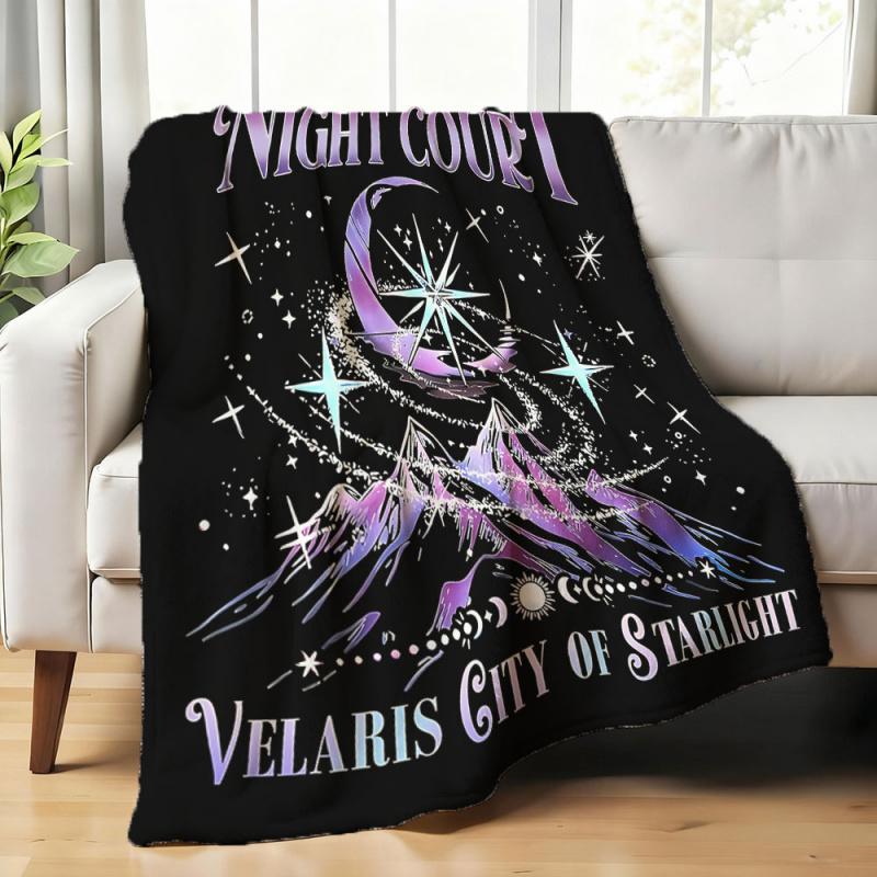 Printed blankets THE NIGHT COURT Smooth blanket Flannel blanket stylish warm and lightweight living room bedroom sofa bed picnic blanket