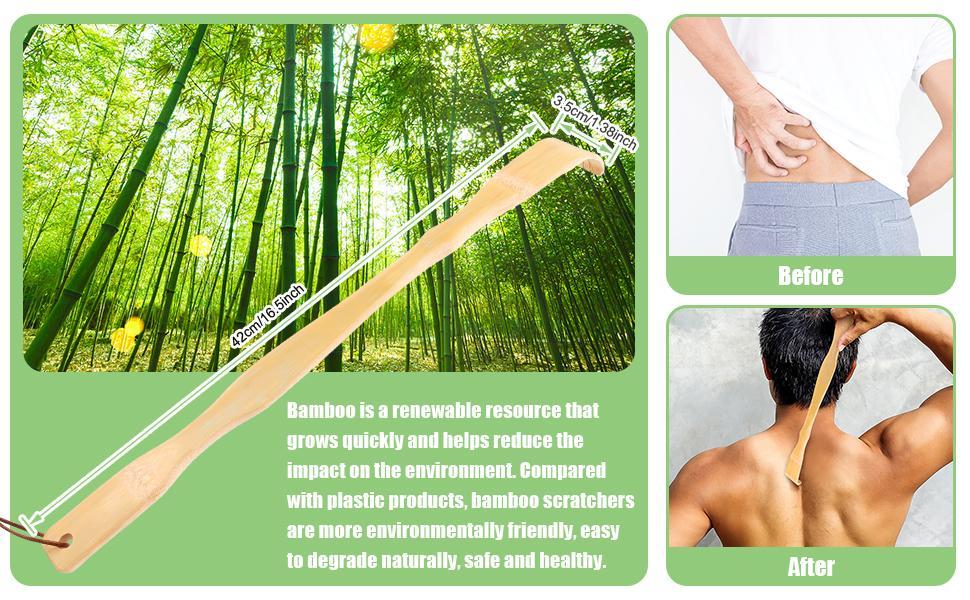 3-Pack Wooden Bamboo Back Scratcher – 16.5in Long Handle Body Care Tool, Smooth Durable Scratch Stick for Adults & Seniors, Comfortable Daily Use & Gift-Ready Easter Basket Stuffer
