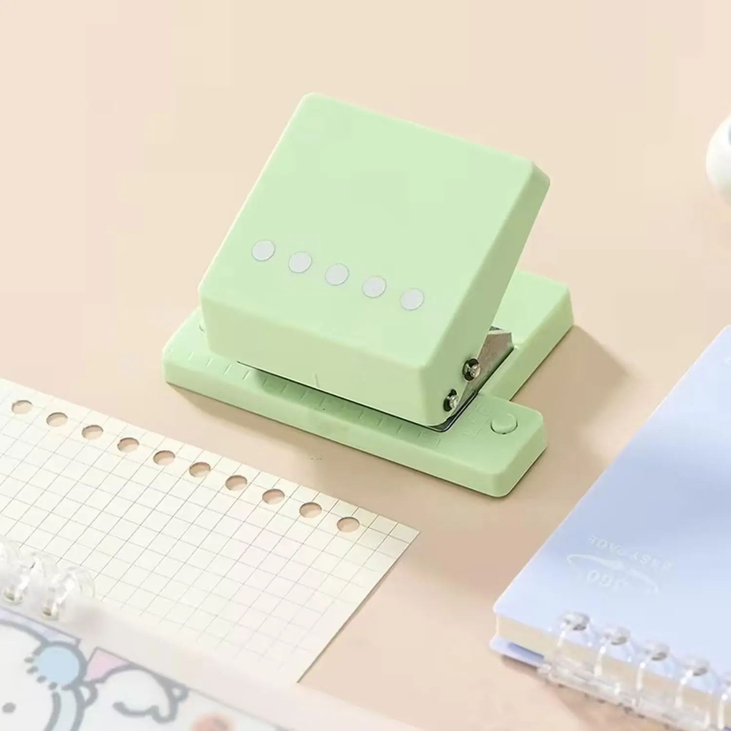Five-Hole Puncher for Loose-Leaf Binders, Manual Operation, Easy to Use, Universal Design Fits A4, A5, B5 Paper Sizes