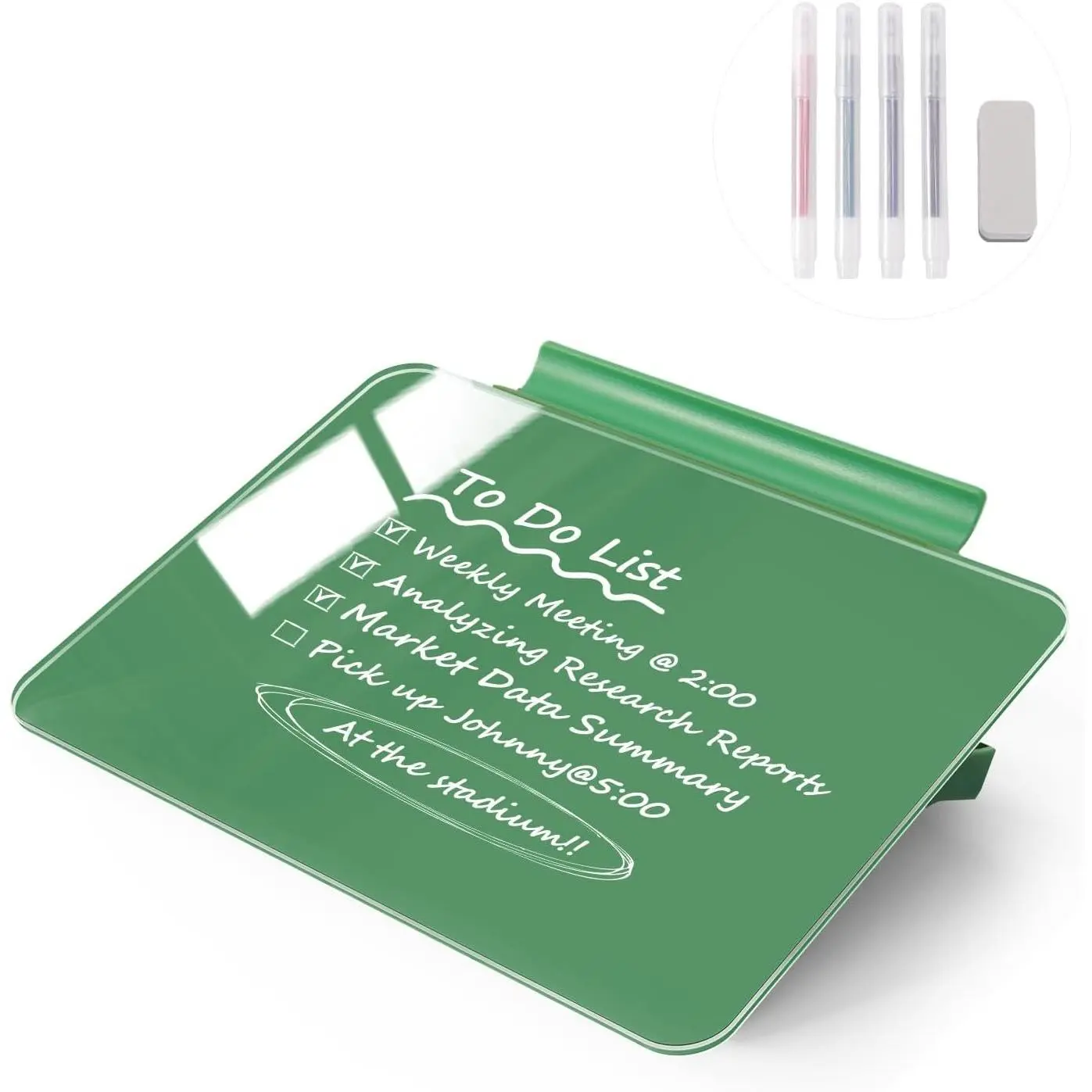 8x6 Inches Glass Dry Erase Small Desktop Whiteboard Kit with Stand, Glass Surface & Marker Tray, Tabletop Easel Desk Organizer for Teachers & Artists