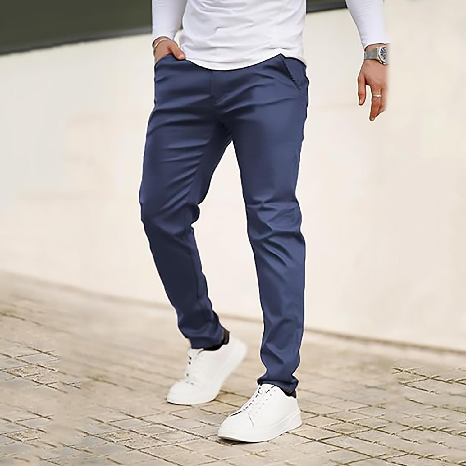 GINGTTO Mens Slim Fit Pants Stretch Pu Faux Leather Motorcycle Biker Pants