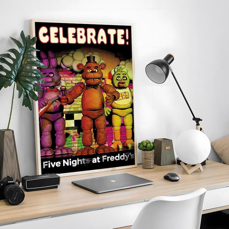 Game FnafFive-nights-At-Freddys Poster Sticky Waterproof Wall Art High Quality Print Unique Artwork Aesthetic Home Living Bedroom Decor Trendy Room Decoration Easy-To-Apply Gift Durable