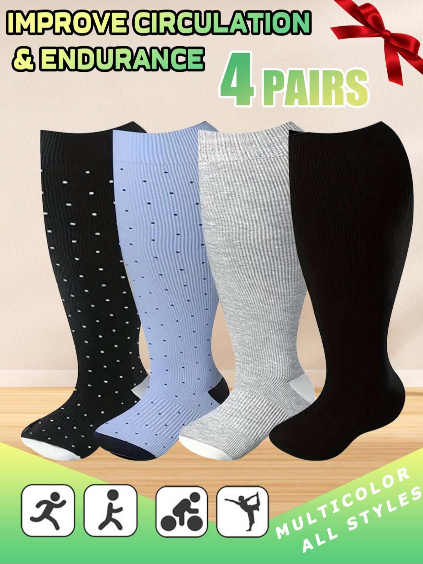 Women's Plus Size Compression Socks, Sports Running Socks for Circulation, Nurses, Pregnant Women, Sports Socks for Women, Compression Athletic Socks