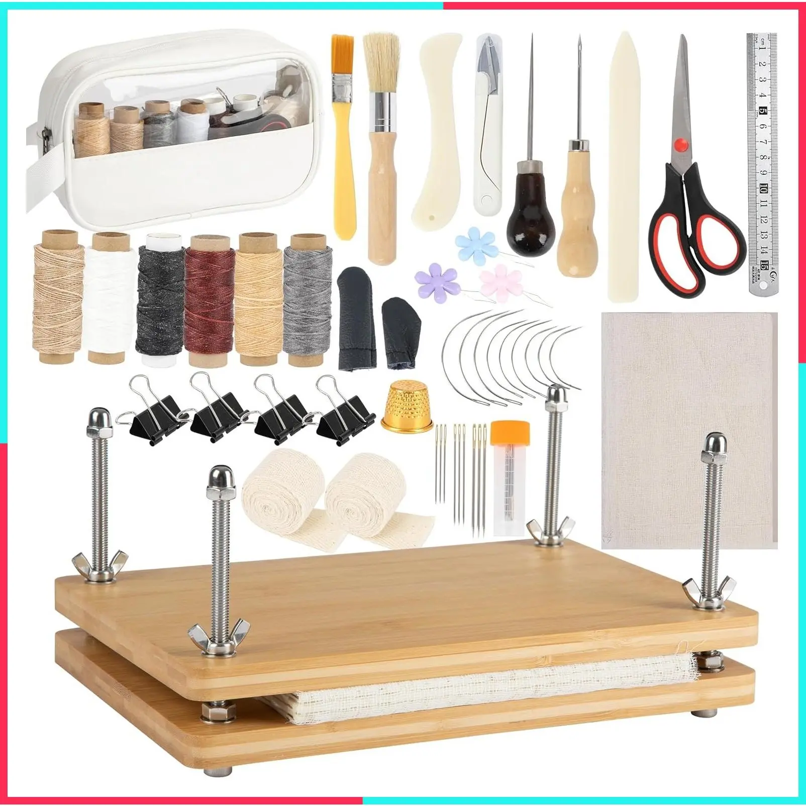 50 Pcs Book Binding Kits for Beginners - Complete DIY Kit with Tools & Instructions, 11.6 x 7.8 Inches