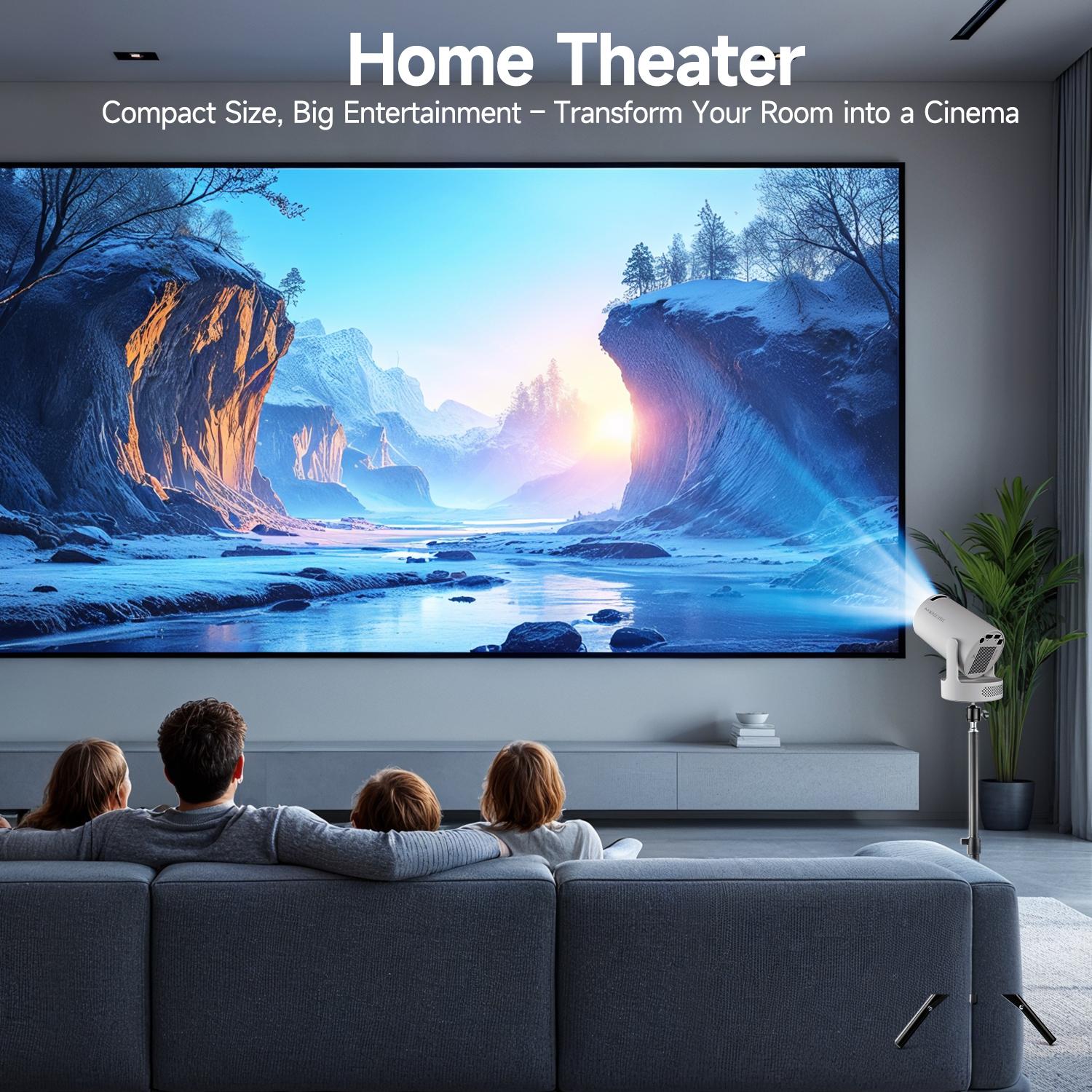 HY300Pro+ 290ANSI Projector 4K Videosource Supported Native 1280*720P 0.8:1 Throw Ratio BT5.4 WIFI6 Android 11 Built-in Speaker & Appstore Allwinner H713 Home Cinema Mini Smart Portable Upgraded HY300Pro
