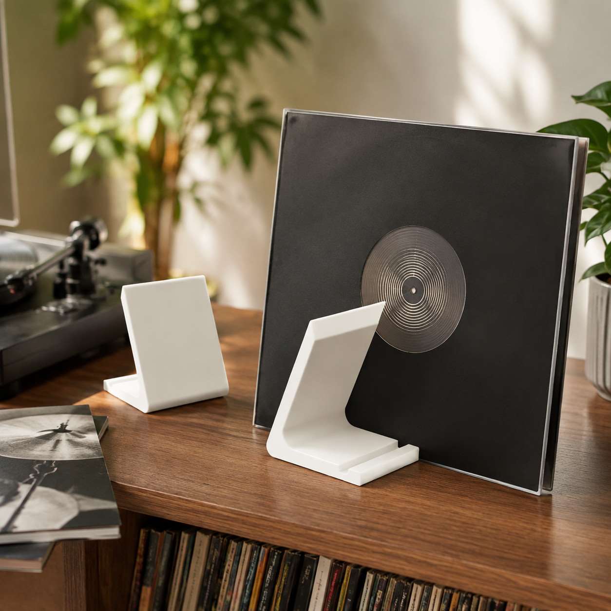 Vinyl Record Stand Desk Display Rack Vertical Storage Holder for LP Albums Music Studio Home Decor Tabletop