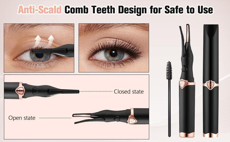 Heated Eyelash Curler, Electric Eyelash Curler Rechargeable, Portable Eyelash Curler, Mini USB Eye Lash, Quick Curling Long-Lasting, ABS Makeup Tools Gift for Women Girls