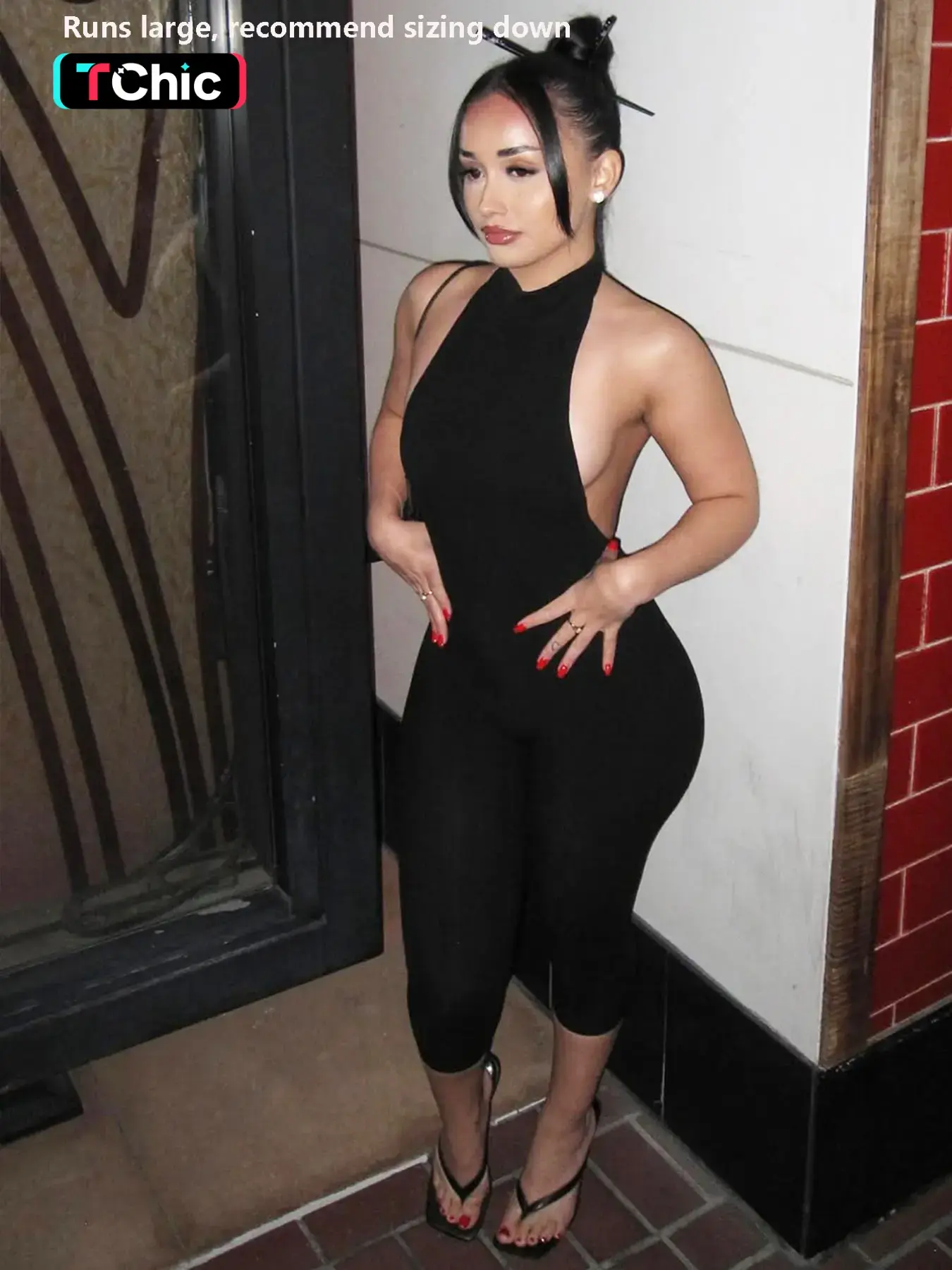 【Black Friday】Women's Solid Backless Ribbed Jumpsuit, Fashion Casual Sleeveless Halter Neck Jumpsuit for Daily Outdoor Wear, Ladies Clothes for All Seasons, Stretchy Jumpsuit, Casual Jumpsuits, Stretchy Tight Jumpsuit