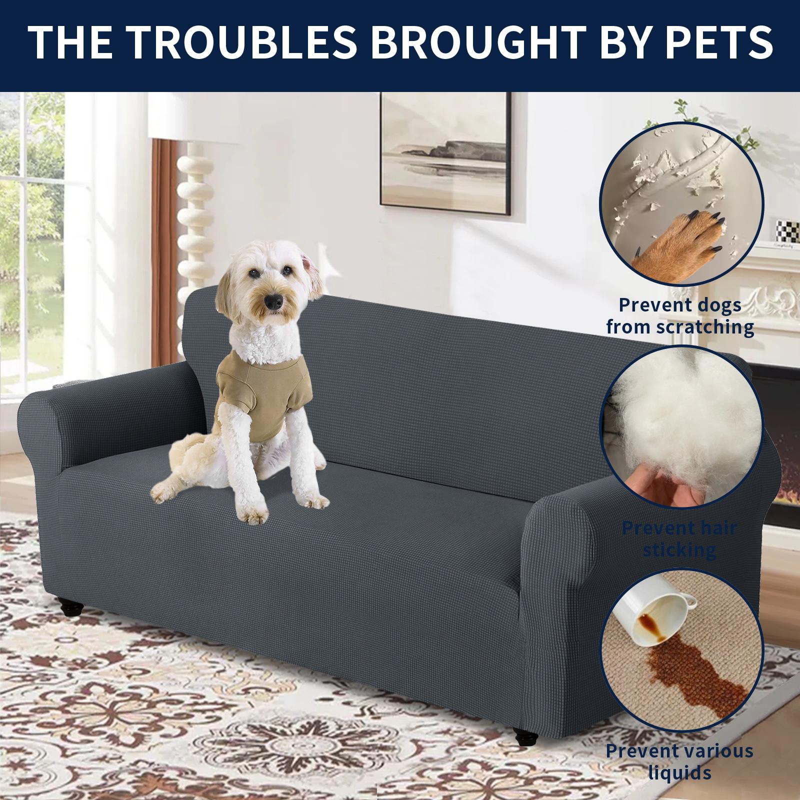 Easy-Going Solid Couch Cover for 1/2/3 Seats, Elastic Stretch Anti-Slip Jacquard Slipcover, 1 Count Washable Furniture Protector for Kids, Pets, Livingroom, Homedecor, Sofa Cleaning
