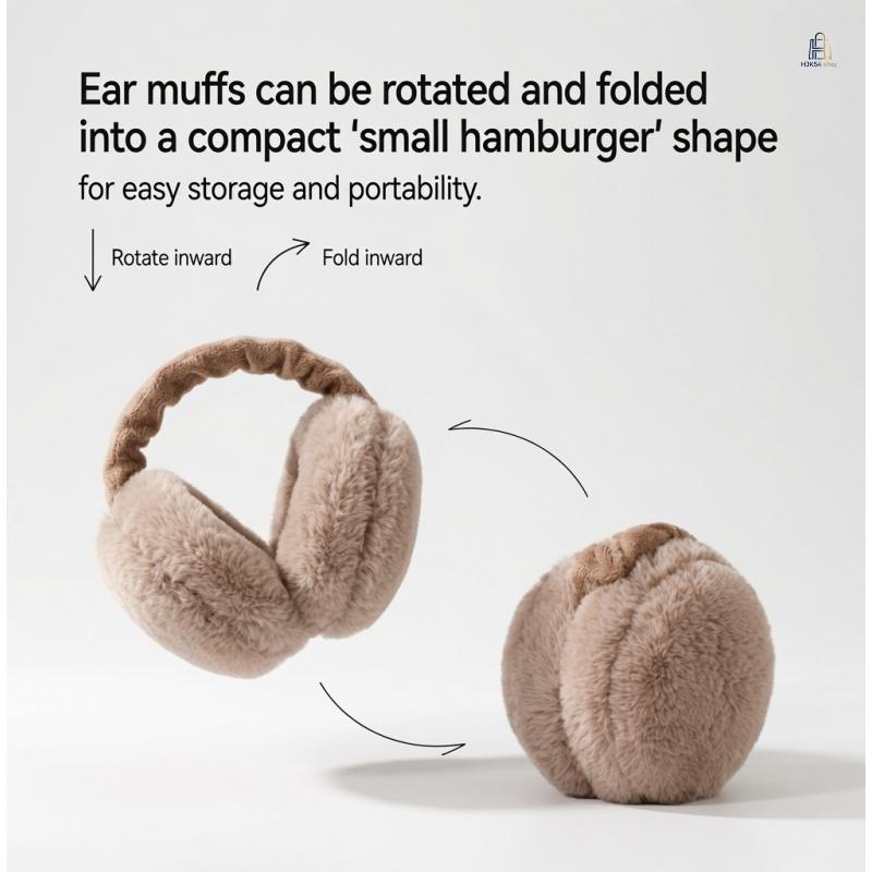 Foldable Thick Plush Winter Ear Muffs - Nordic Style, Durable Stitching, Soft Thermal Windproof Cold Protection Covers, Compact Size, Easy to Tuck Into Coats, Portable for Outdoor Riding & Daily Commute
