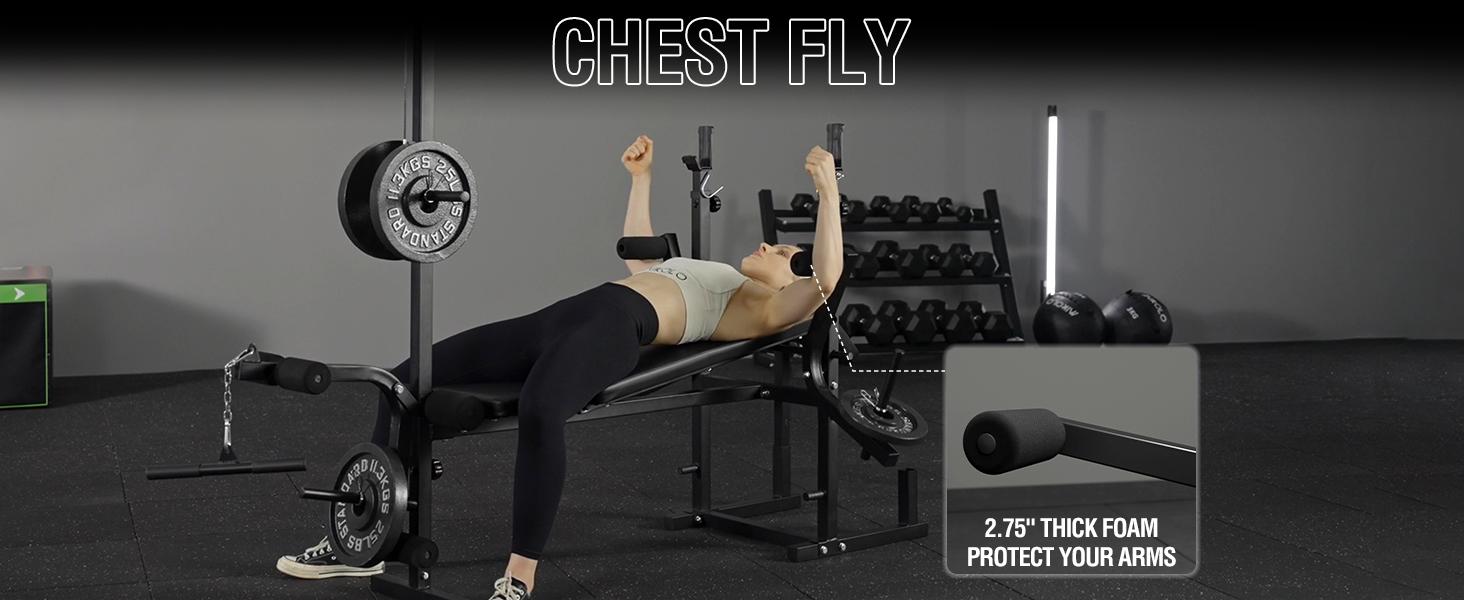 8 in 1 Olympic Weight Bench Set with Leg Extension and Leg Curl, Multi-Function Bench Press Set with Preacher Curl Pad and Chest Fly, Full-Body Strength Training Equipment Workout Station Workout Machine