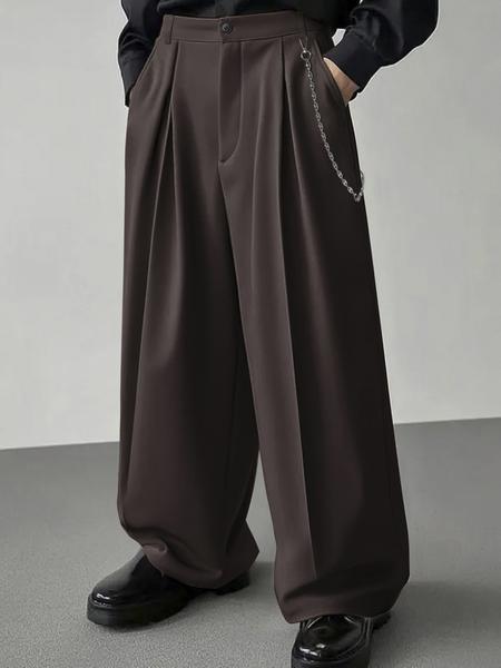 Men's Solid Color Wide-Legged Dragging Pants, Loose Street Fashion Casual Comfy Pocket Trousers for Daily Wear, Trendy Men's Bottoms for All Seasons