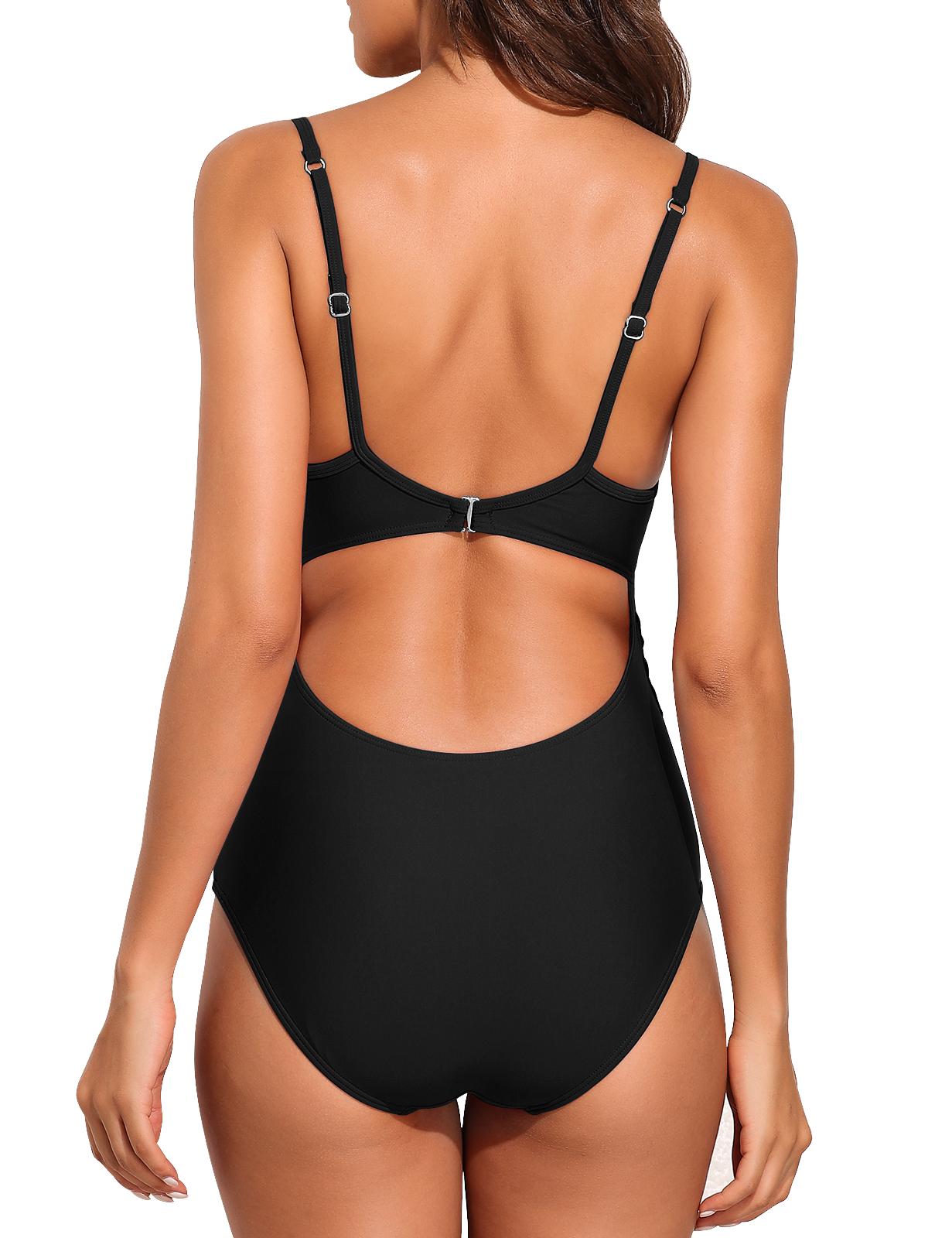 Hilor Women's Underwire One Piece Swimsuits with Crossover Cutout Bathing Suits Push Up Monokini Swimwear