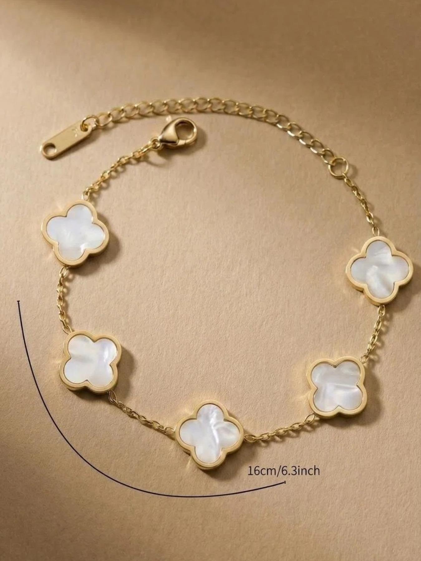 Clover Lucky Bracelet for Women, Flower Four-Leaf Chain, Fashion Jewelry Gift, Stylish Accessory