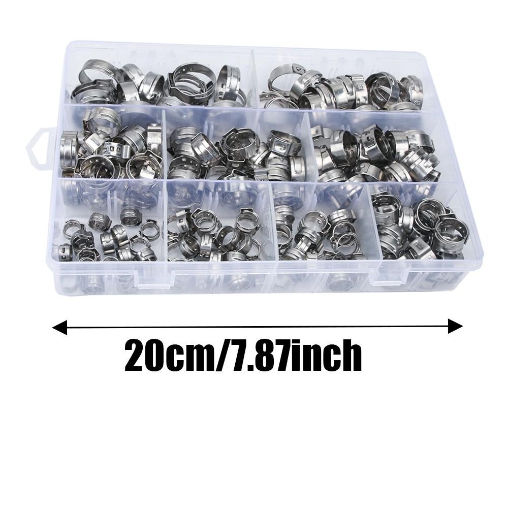 170pcs Single Ear Clamps Set (5.8-21mm) with Clamp Pliers, Soft Tube Clips, Hardware Tool Kit, Ideal for DIY Projects