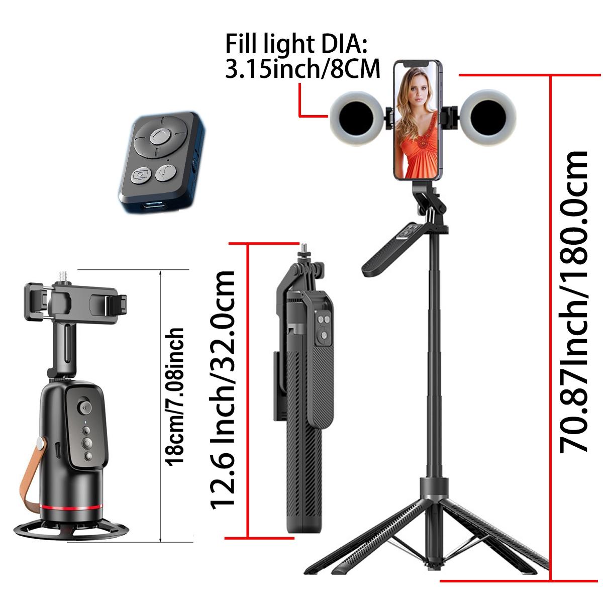 5-In-1 Smart Face Tracking Gimbal with Tripod, Wireless Selfie Remote, Light, Auto Rotation, Phone Stabilizer, Smartphone Vlogging Kit, Video Camera Accessory Kit