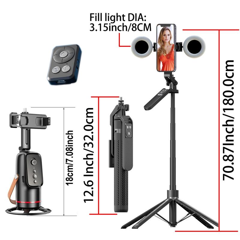 5-In-1 Smart Face Tracking Gimbal with Tripod, Wireless Selfie Remote, Light, Auto Rotation, Phone Stabilizer, Smartphone Vlogging Kit, Video Camera Accessory Kit