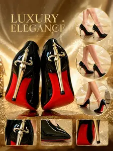 Women's 2026 New Leather Pointed Toe High Heels, Sole Metal Heel Design, Sexy Office Shoes, Versatile Commuter Work Boots