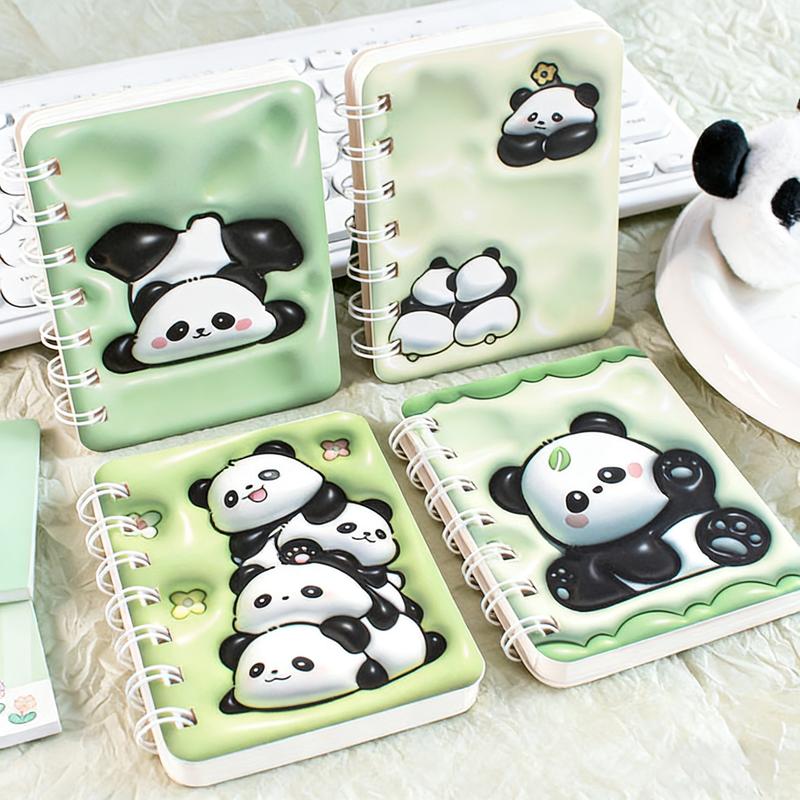 4-Pack A7 Coil Notebooks, Portable Pocket Edition, Student Cartoon 3D Effect, Office Use, Thick Anti-Ink Writing, Mini Diary, Travel Diary Notebook, Gift Idea