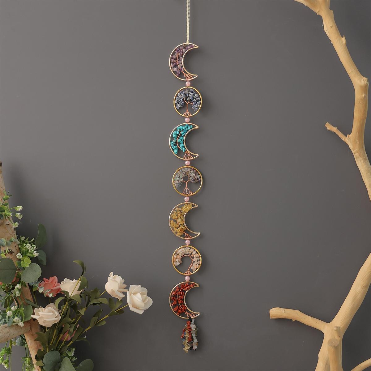 Seven Chakra Dream Catcher, Handmade Tree of Life Design Boho Interior Indoor Outdoor Hanging Decoration, Decorative Wall Art, Unique Artwork, Festive Ornament, Holiday Decor, Tree of Life Motif, Birthday Gift for Boys Girls