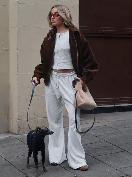 Women's Casual Slim Fit Long Sleeve Crop Top & Pants Set, Solid Color Two-Piece for Fall Season, Comfortable Fitted Clothing Ensemble