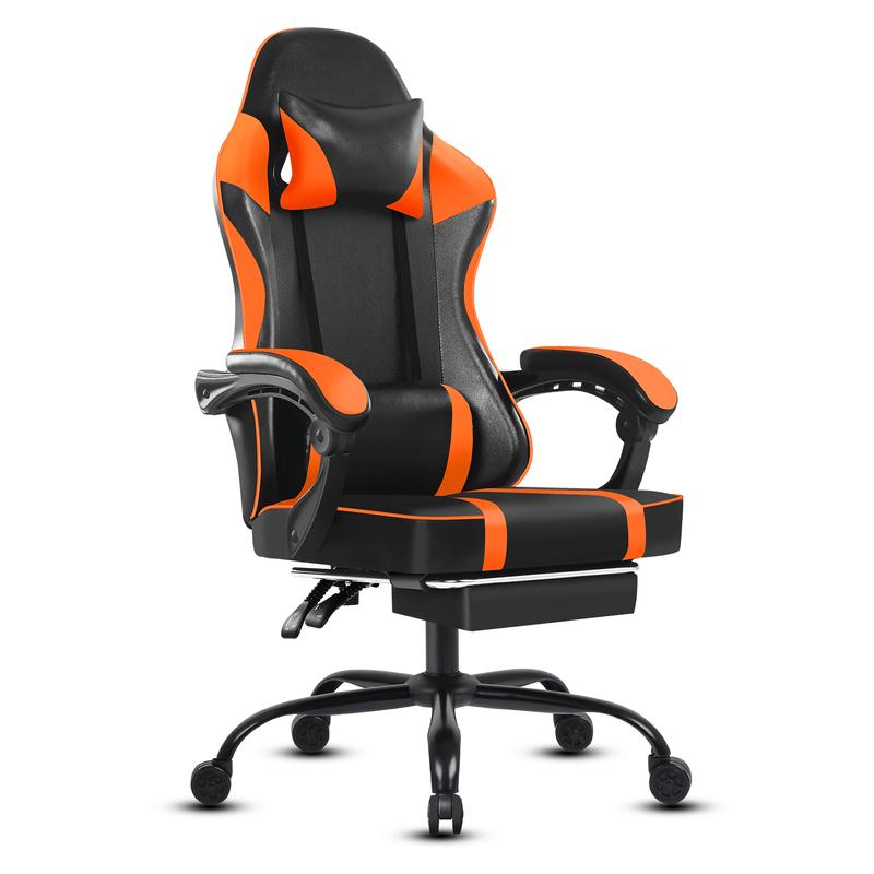 Bellemave Video Game Chairs for Adults PU Leather Gaming Chair with Footrest 360°Swivel Adjustable Lumbar Pillow Comfortable Computer Chair Ergonomic Design