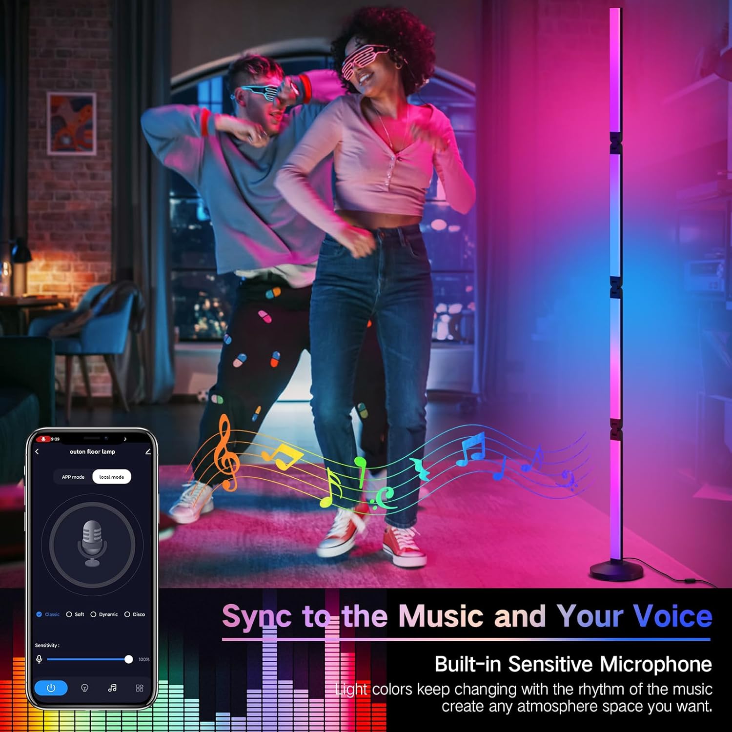 This smart folding LED floor lamp features RGBIC technology, supports Wi-Fi app remote control, music synchronization, and 16 million DIY colors. Suitable for corner spaces such as living rooms, bedrooms, and game rooms, it makes a great holiday gift.