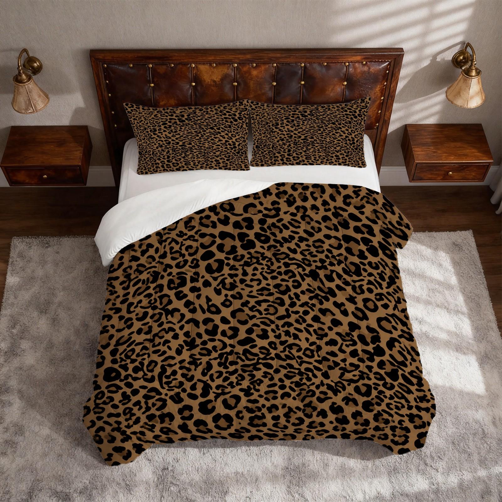 2/3 Pieces Leopard Print Comforter Set (1 Comforter + 2 Pillowcases, No Pillow Inserts), Comfy Bedding Set, Classic Retro Animal Leopard Pattern, Soft Skin-Friendly Fabric Bedding Sets, Home Decor for Women Bedroom, Premium Holiday Gift Option