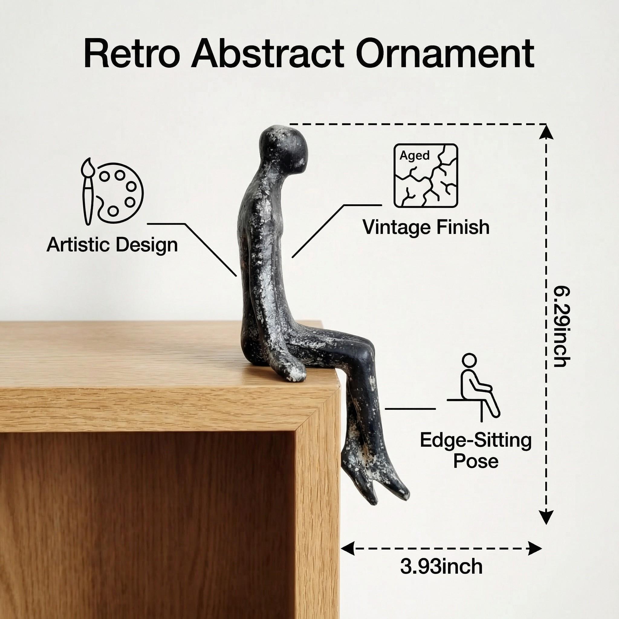 1pc Cast Iron Vintage Seated Human Statue Ornament, Home Desktop Decor, Counter, Window Shelf, Bar, Bookshelf Decoration