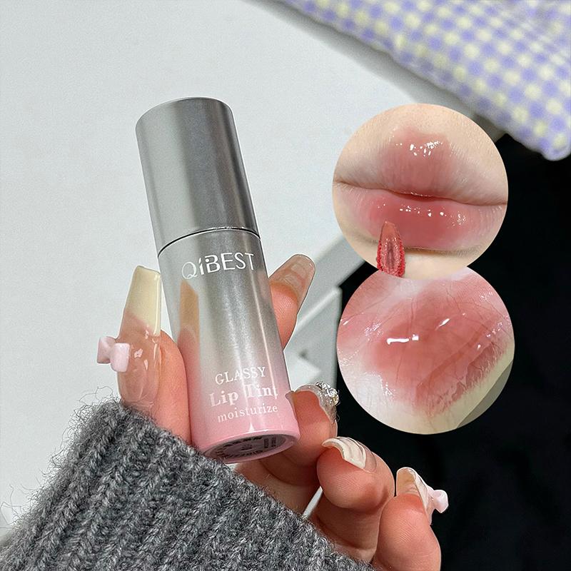 Rainbow Gradient Mirror Lip Gloss, Pure Desire Fruit Lip Highlighter, Pinkish Glow, Suitable for Mirror Makeup Effect, Long-Lasting, Formaldehyde Free