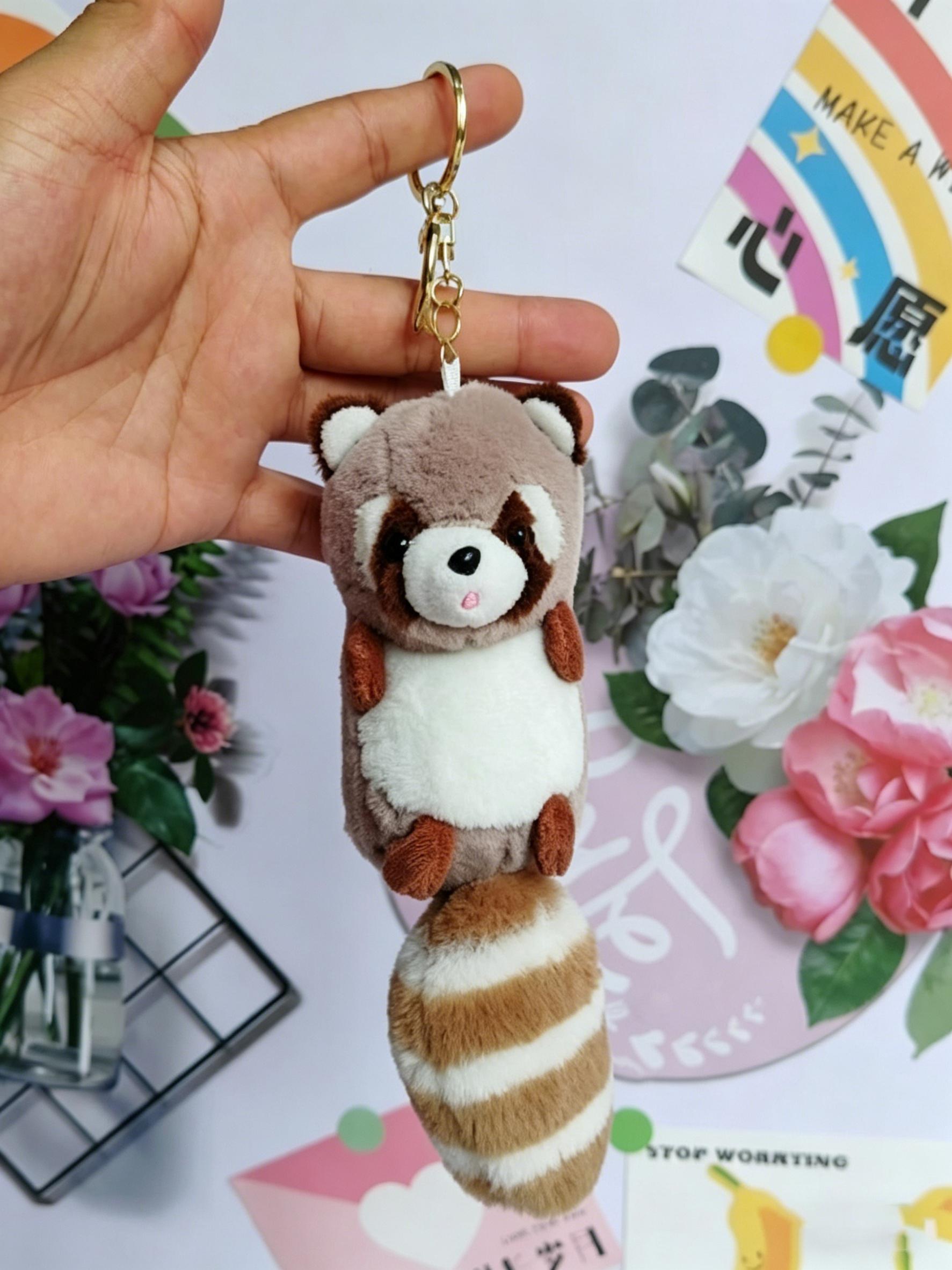 Cute Long-Tailed Raccoon Plush Toy, Wholesale Couple Student Bag Charm, Gumball Machine Small Gift, Adorable Stuffed Animal