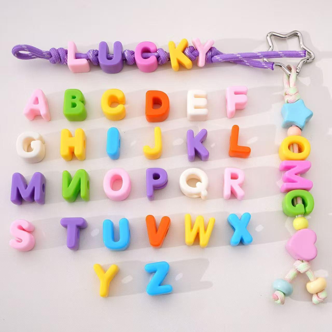 100Pcs Acrylic Macaron Color Beads, Matte Large Hole Alphabet Beads for DIY Phone Chains and Bag Charms, Creative Gift Accessories, DIY Craft Embellishments