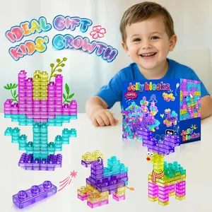 Soft Silicone Blocks Magnetic Tiles Set 40 Pcs | Squeeze, Stretch, Chewable, Sensory STEM Montessori | Large Choking-Safe, BPA Free, Dishwasher Safe | Fine Motor & Hand-Eye Skills | Gift for Ages 3+ Boys Girls