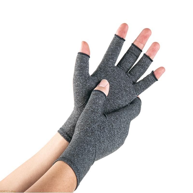 Unisex 2PCS Compression Half-Finger Joint Support Gloves - Gray, Breathable Fabric, Snug Fit, Grip-Enhanced, Non-Slip Palm Padding, Targeted Compression Tech for Gym Workouts, Training, Gym Sessions