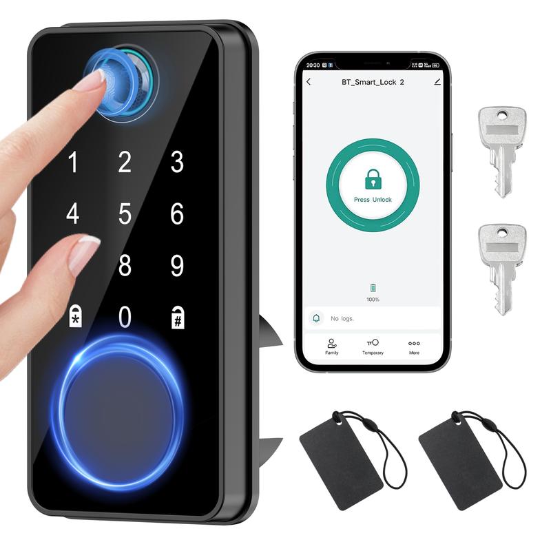 Smart Door Lock (Five Multi-Functional Features) An electronic fingerprint access control system suitable for home/office/hotel settings, featuring anti-peeping design. Suitable for most scenarios, also makes a great gift. Smart Door Lock (Five Multi-Functional Features) An electronic fingerprint access control system suitable for home/office/hotel settings, featuring anti-peeping design. Suitable for most scenarios, also makes a great gift.