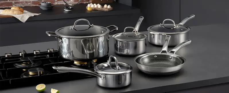 SNOWCLAD 10/14-Piece Thermal Hybrid Nonstick Metal Cookware Set